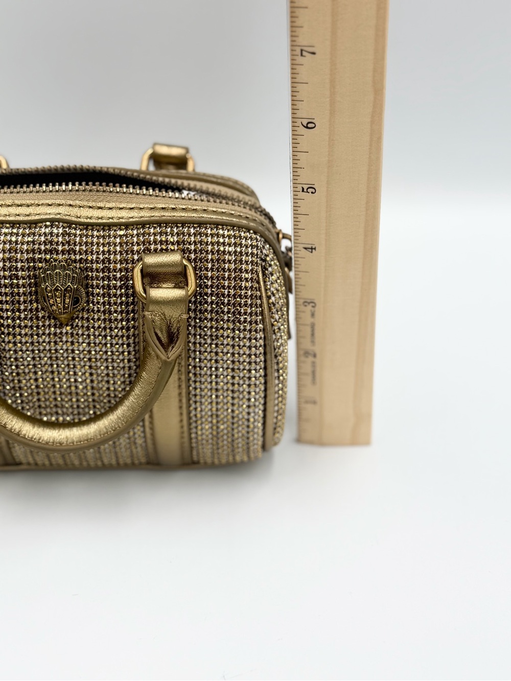 Kurt Geiger Metallic Gold Tweed Mini Satchel - Picture 10 of 10